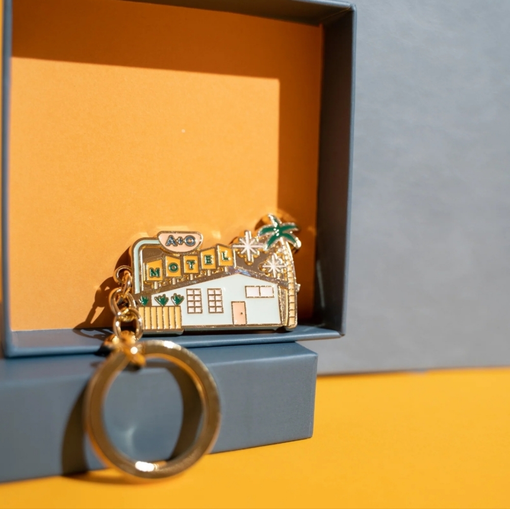 Vintage Motel Enamel Keychain